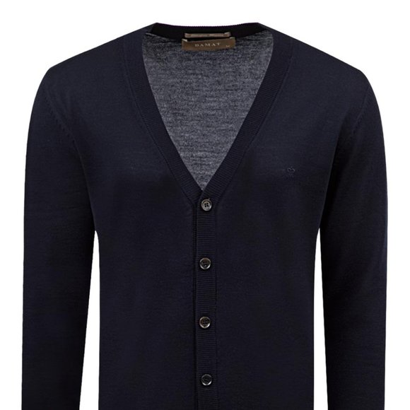DAMAT Wool Navy Cardigan - Picture 1 of 2